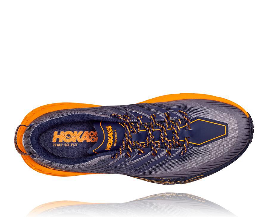 Hoka Australia One One Speedgoat 4 - Mens Trail Shoes Blue/Orange - AYJKE-7206